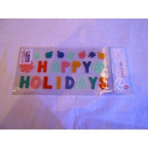 HAPPY HOLIDAYS window gel clings Winter Christmas Decoration Ornaments Snow 23pc